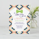 Babybow-Krawatte Onsie mit farbvollem Design Einladung (Stehend Vorderseite)