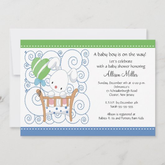 Babyboy Babydusche Einladung (Vorderseite)