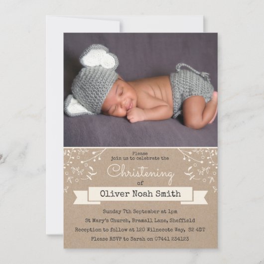 Babyboy Christening/Taufe Einladung (Vorderseite)