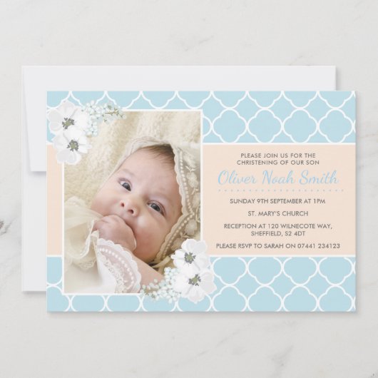 Babyboy Christening/Taufe Einladung (Vorderseite)