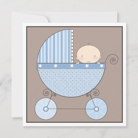 Babyboy in Carriage Baby Shower Einladung (Vorderseite)