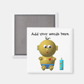 Babyboy mit Herz und 1 Flasche Magnet (Vorderseite/Rückseite)