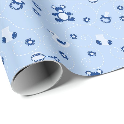 Babyboy Quilt Pattern Geschenkpapier (Rolleneckpunkt)