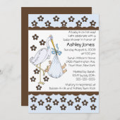 Babyboy Stork Boy Babydusche Einladungen (Vorne/Hinten)