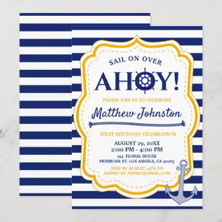 Babyboys der Nautical Navy zum Geburtstag Anchor Einladung