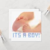 Babyboys-Feet Cross-Stitch-Geburtsankündigung Karte (Vorderseite/Rückseite Beispiel)