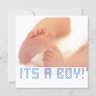 Babyboys-Feet Cross-Stitch-Geburtsankündigung Karte
