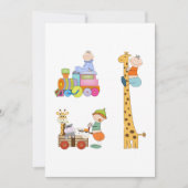 Babyboys mit Kinderzimmer-Train Giraffe und Wagon Einladung (Vorderseite)