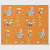 Babyboys mit Kinderzimmer-Train Giraffe und Wagon Geschenkpapier (Flach)