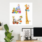 Babyboys mit Kinderzimmer-Train Giraffe und Wagon Poster (Heimbüro)