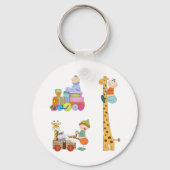 Babyboys mit Kinderzimmer-Train Giraffe und Wagon Schlüsselanhänger (Rückseite)