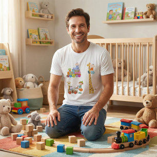 Babyboys mit Kinderzimmer-Train Giraffe und Wagon T-Shirt