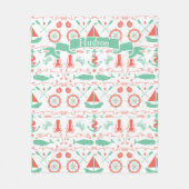 Babyboys nennen nautische Korallenwhale Fleecedecke (Vorderseite)