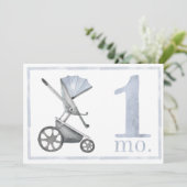 Babyboys Wasserfarben Meilenstein Ein Monat alte K Einladung (Stehend Vorderseite)