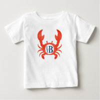 Babyboys Watercolor Crab Monogram Circle