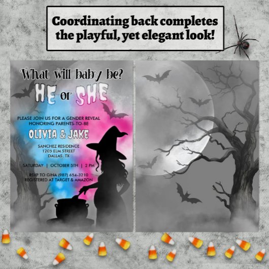 Babybrauspoky Hexenmeisterenthüllung Einladung