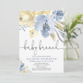 Babybrunch Babydusche dumm blau gelb Einladung (Stehend Vorderseite)