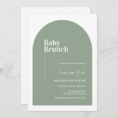 Babybrunch-Babydusche mit grüner Minimalmarke Einladung (Vorne/Hinten)