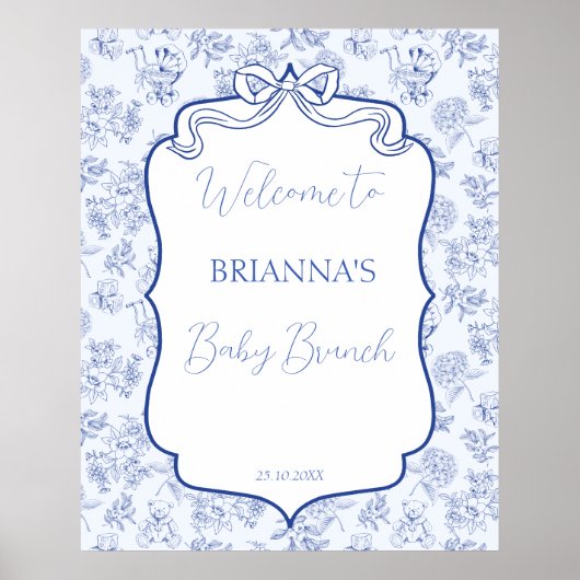 Babybrunch Blue Toilettenband Babydusche Begrüßung Poster (Vorne)