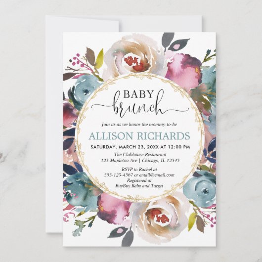 Babybrunch-Dusche geschlechtsneutral, aquamarin bu Einladung (Vorderseite)
