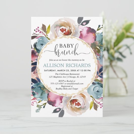 Babybrunch-Dusche geschlechtsneutral, aquamarin bu Einladung (Stehend Vorderseite)