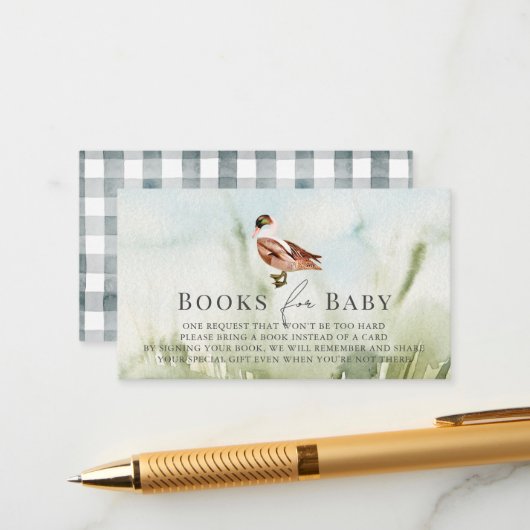 Babybuchanfrage für Enten/Mallard-Wasserfarben Begleitkarte (Vorderseite/Rückseite Beispiel)