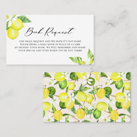 Babybuchanfrage für Wasserfarben-Zitronenblüten Platzkarte (Vorne/Hinten)