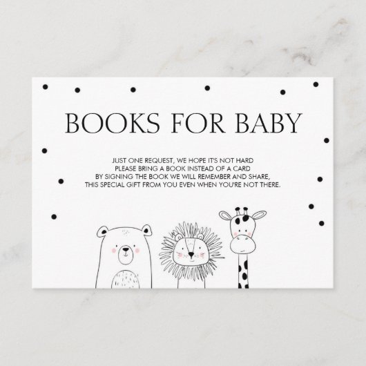 Babybücher Schwarz-weiße Tiere buchen Begleitkarte (Vorderseite)