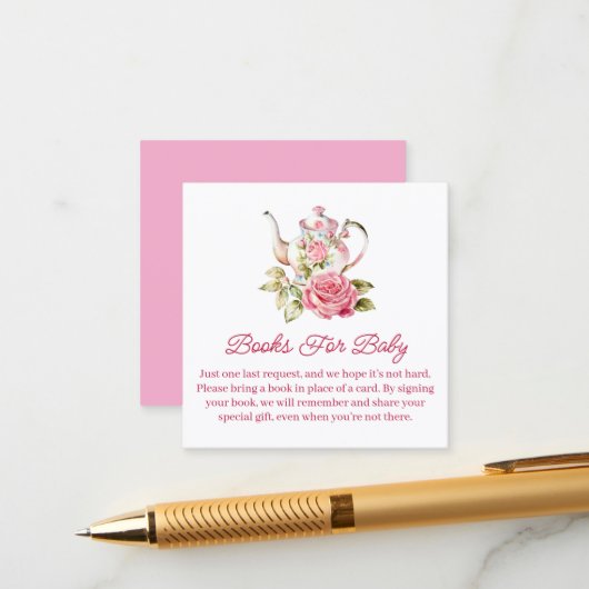 Babybücher, Tee-Party-Babydusche Begleitkarte (Vorderseite/Rückseite Beispiel)