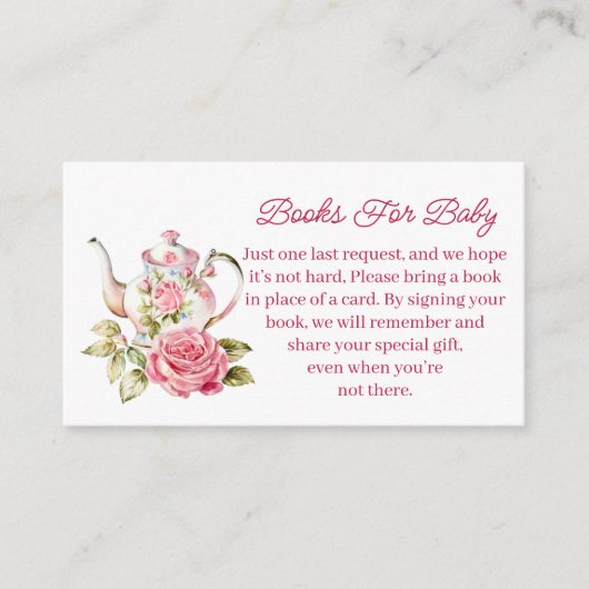Babybücher, Tee-Party Mädchen Dusche pink Begleitkarte (Vorderseite)