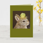 Babybunny mit Brüsseler Sprossen-Hut-Karte Karte (Gelbe Blume)