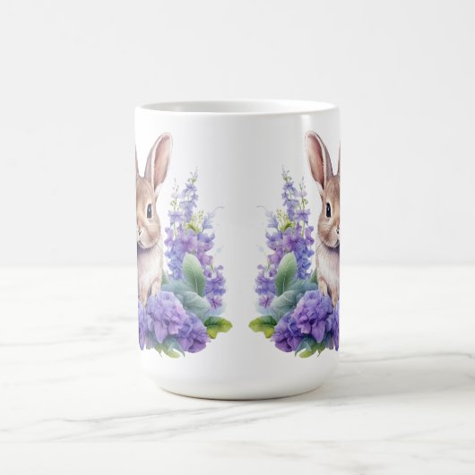 Babybunny mit violetten Blumen 15 oz Tasse (Mittel)