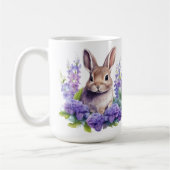 Babybunny mit violetten Blumen 15 oz Tasse (Links)