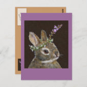 Babybunny mit Wildblume Hut Postkarte (Vorne/Hinten)