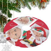 Babycreme-Candy Cane Ihre Fotos Polyester Weihnachtsbaumdecke