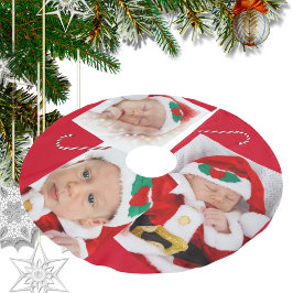Babycreme-Candy Cane Ihre Fotos Polyester Weihnachtsbaumdecke