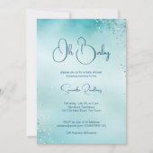 Babycyan Aqua Blue Babydusche Einladung (Vorderseite)