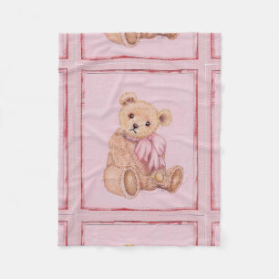 Babydecke, Teddybär, Rosa Fleecedecke