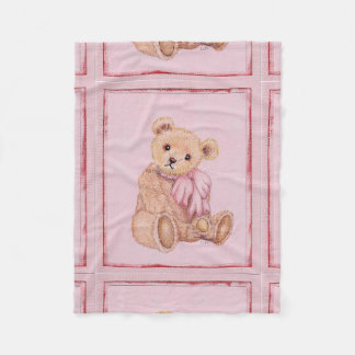 Babydecke, Teddybär, Rosa Fleecedecke