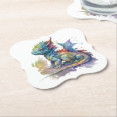 Babydrache mit Wasserfarbe, skurriler Untersetzer (angewinkelt)