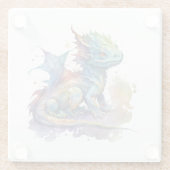 Babydrache mit Wasserfarbe, skurriler Untersetzer (Rückseite)