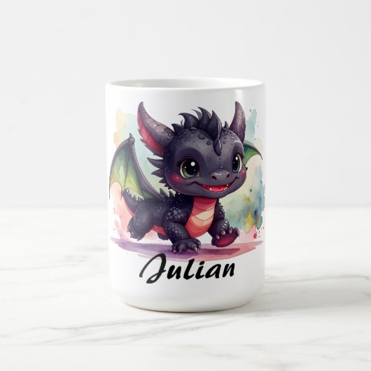 Babydrache rennt freudig, wasserfarben  kaffeetasse (Mittel)