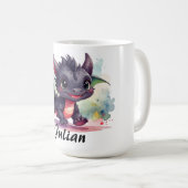 Babydrache rennt freudig, wasserfarben  kaffeetasse (VorderseiteRechts)