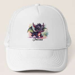 Babydrache rennt freudig, wasserfarben truckerkappe