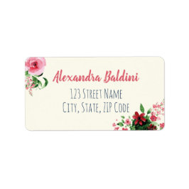 Babyduschadresse Labels Floral Pink Adressaufkleber