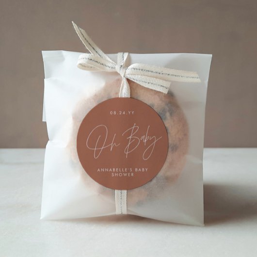 Babyduschanlage, modern terracotta elegant runder aufkleber