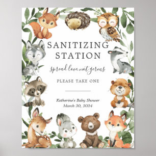 Babyduschanlage von Woodland Animals Poster