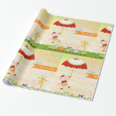Babyduschbahn mit Tieren und Regenschirm Geschenkpapier (Ungerollt)