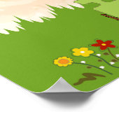 Babyduschbahn mit Tieren und Regenschirm Poster (Ecke)