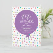 Babyduschballon Wasserfarbe Farbige Punkte Einladung (Stehend Vorderseite)